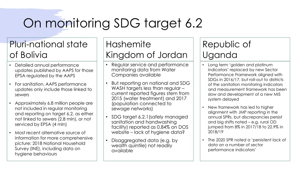on monitoring sdg target 6 2