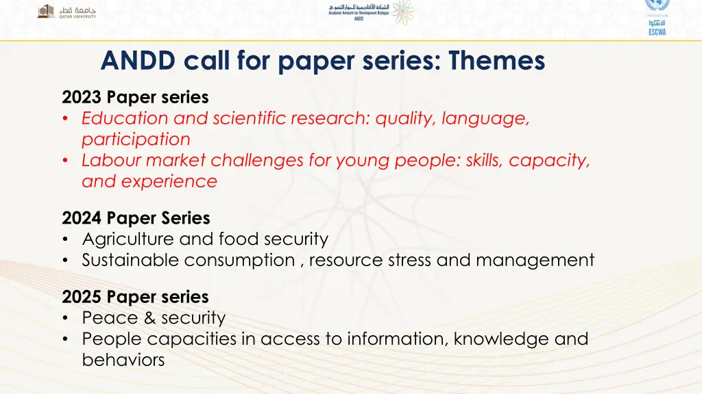andd call for paper series themes