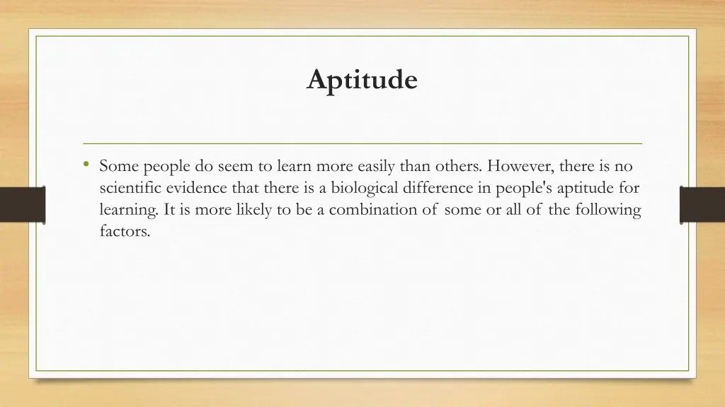 aptitude