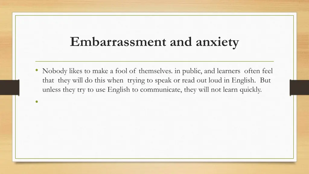 embarrassment and anxiety