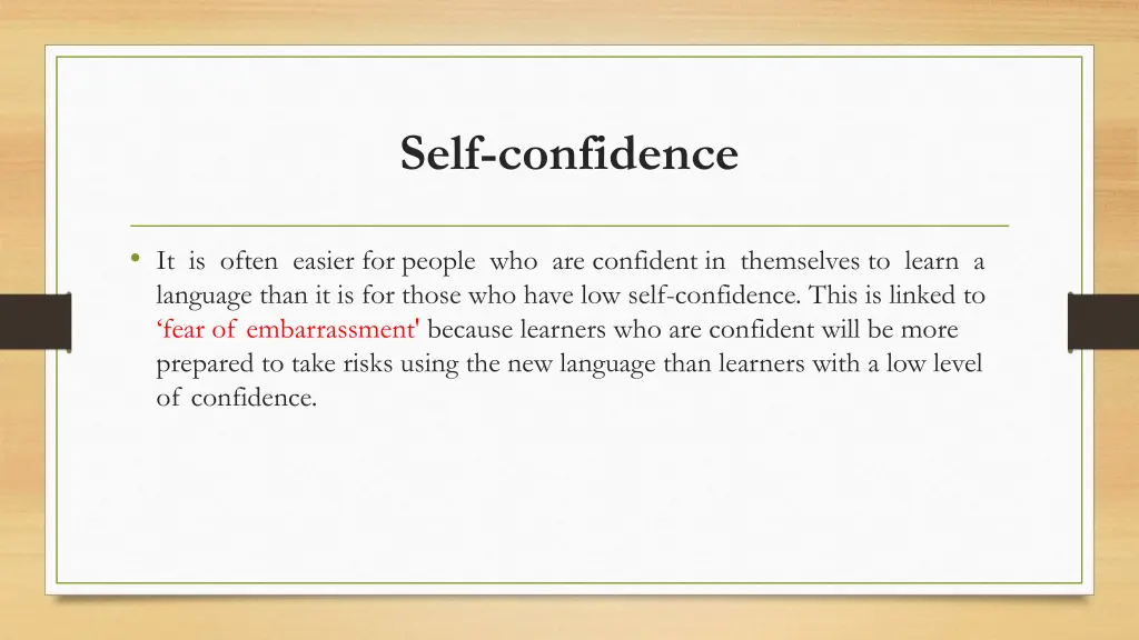 self confidence