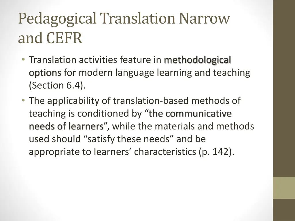 pedagogical translation narrow and cefr