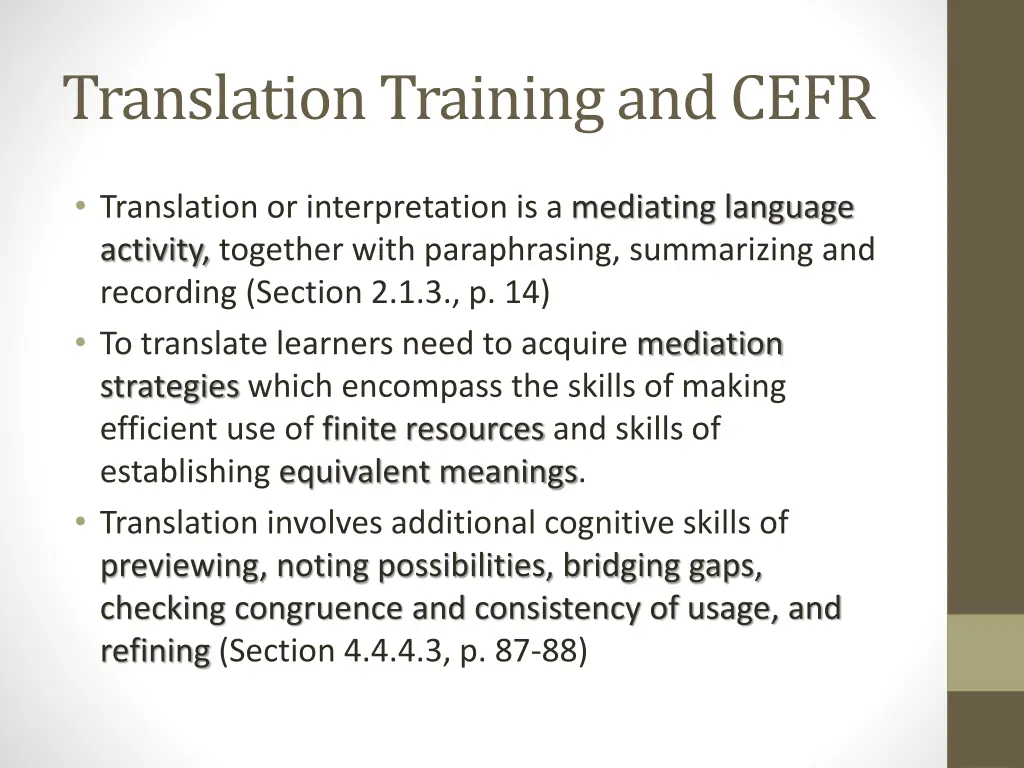 translation training and cefr