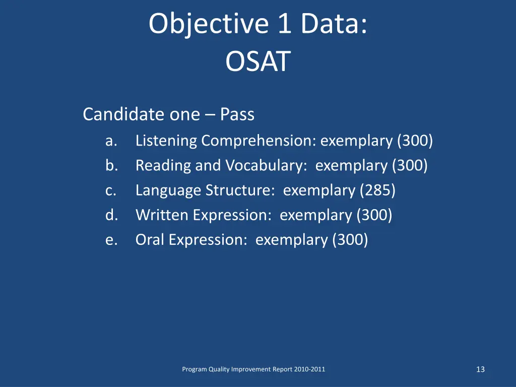 objective 1 data osat 1