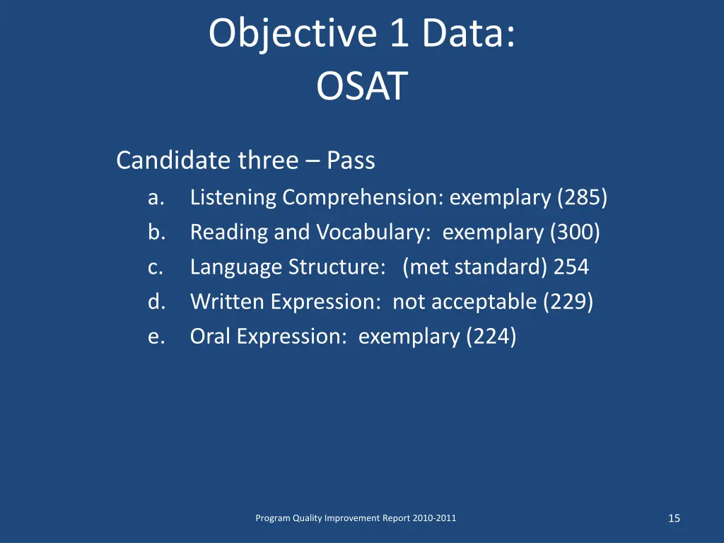 objective 1 data osat 3