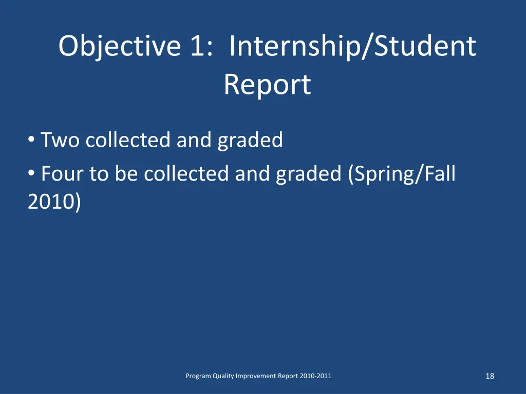 objective 1 internship student report