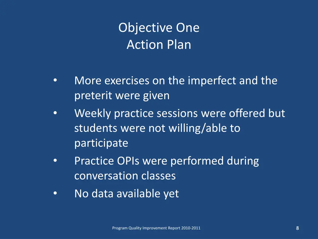 objective one action plan