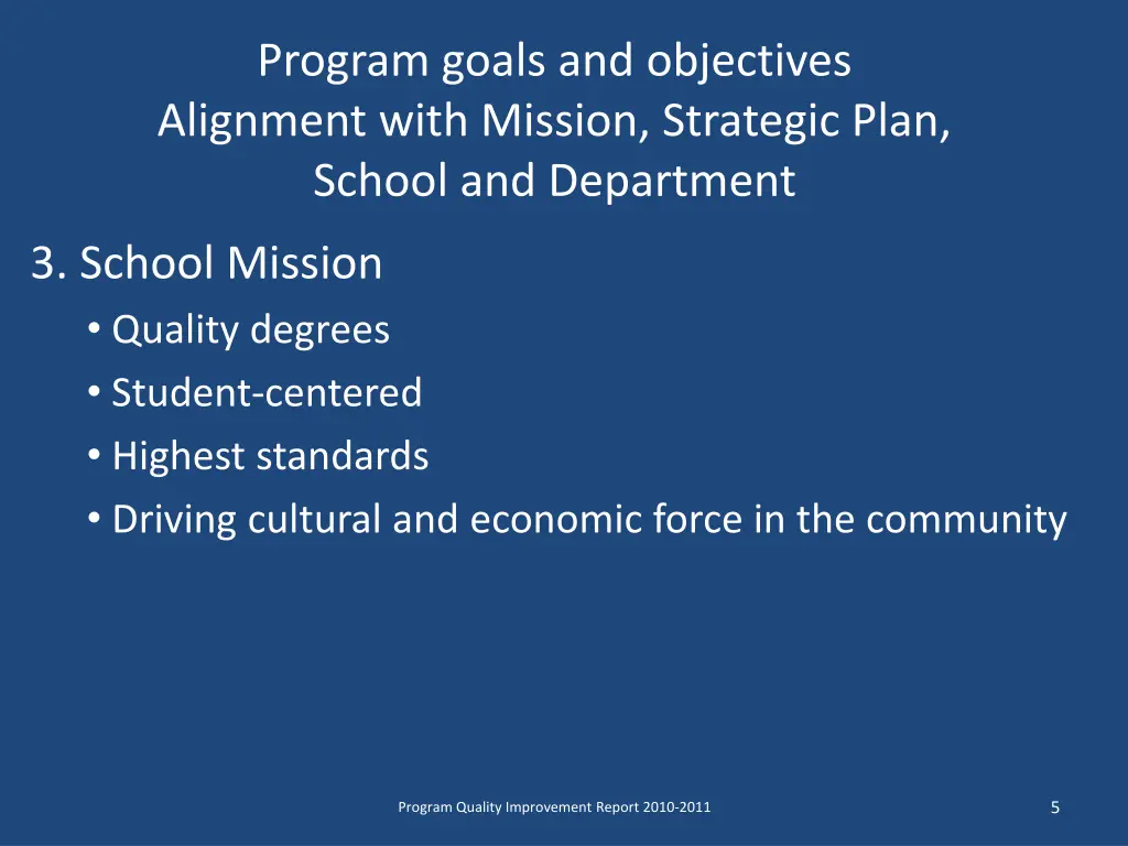 program goals and objectives alignment with 1