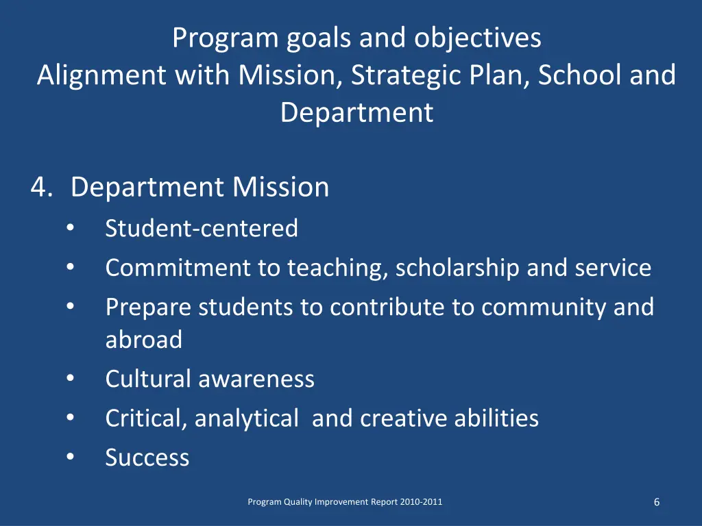 program goals and objectives alignment with 2