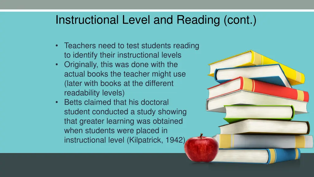 instructional level and reading cont