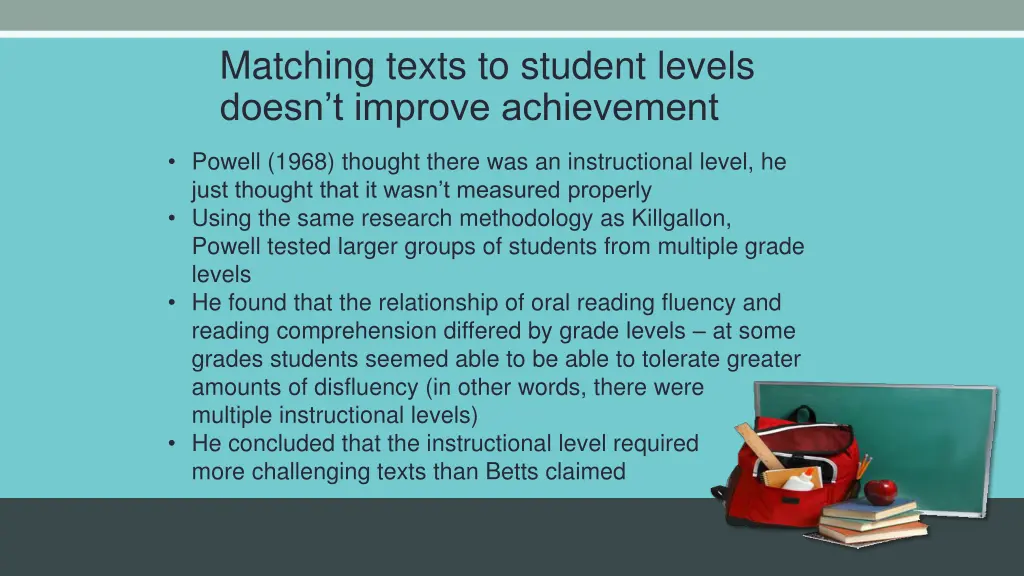 matching texts to student levels doesn t improve 1
