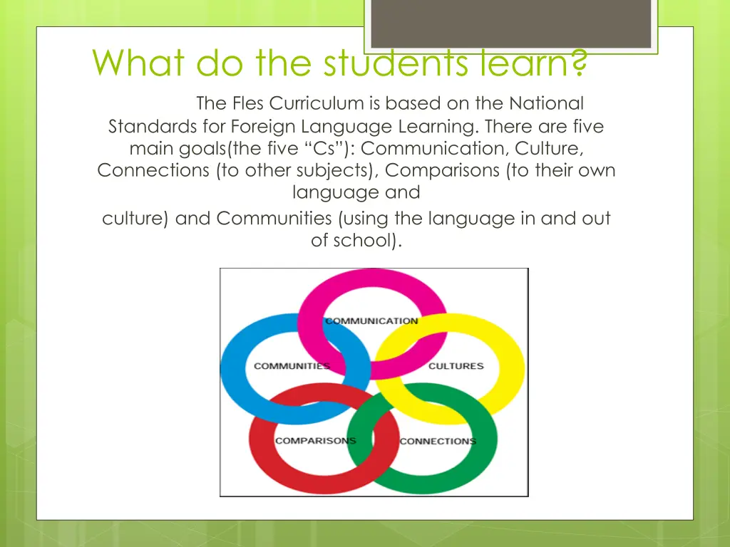 what do the students learn the fles curriculum