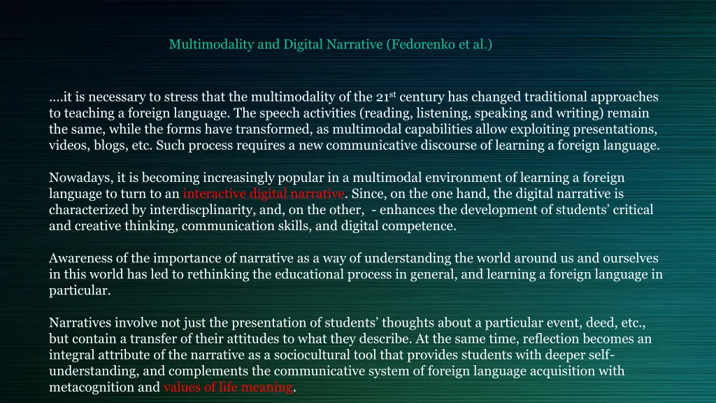 multimodality and digital narrative fedorenko