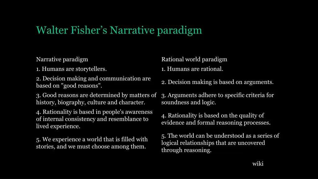 walter fisher s narrative paradigm