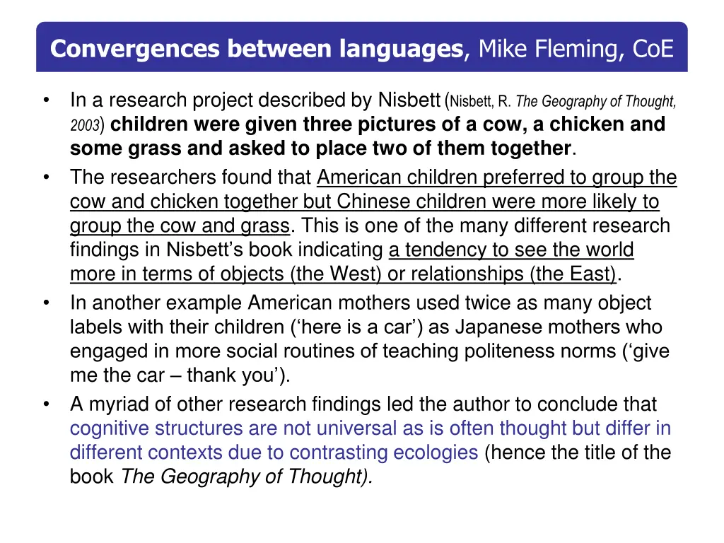 convergences between languages mike fleming coe 1