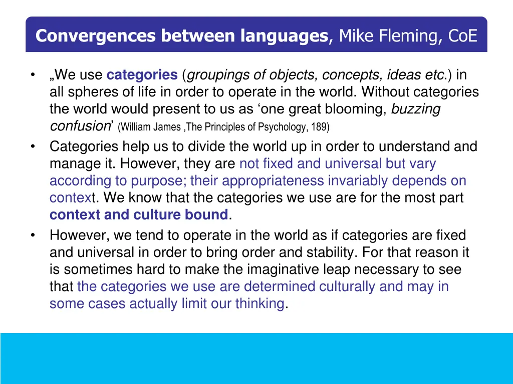 convergences between languages mike fleming coe