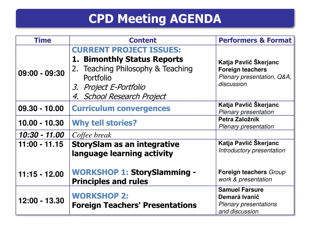 cpd meeting agenda