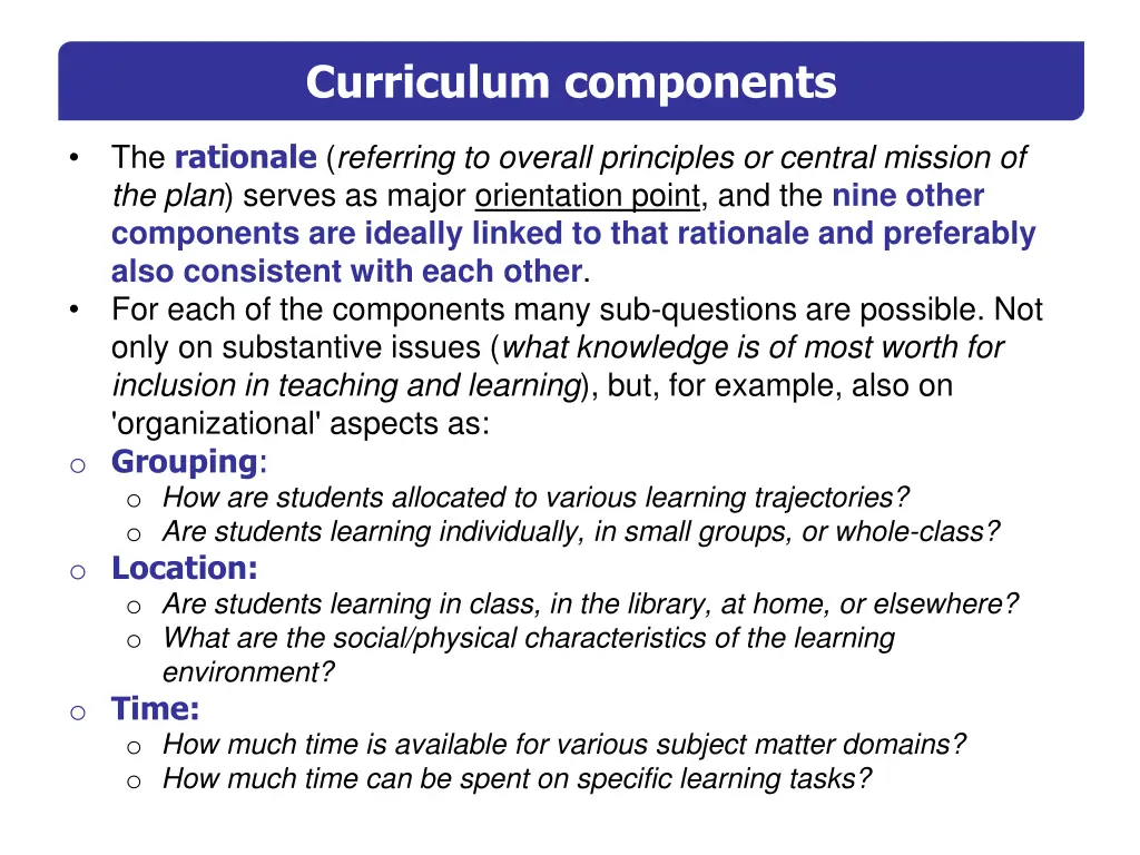 curriculum components 1