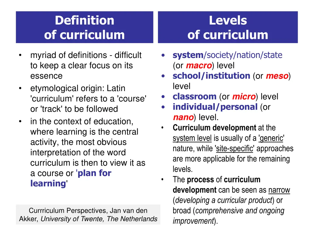 definition of curriculum