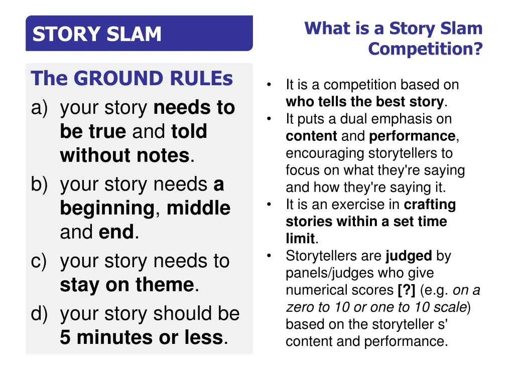 what is a story slam competition
