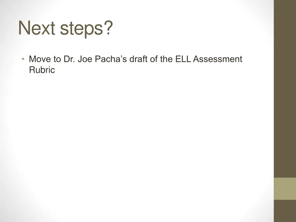 next steps