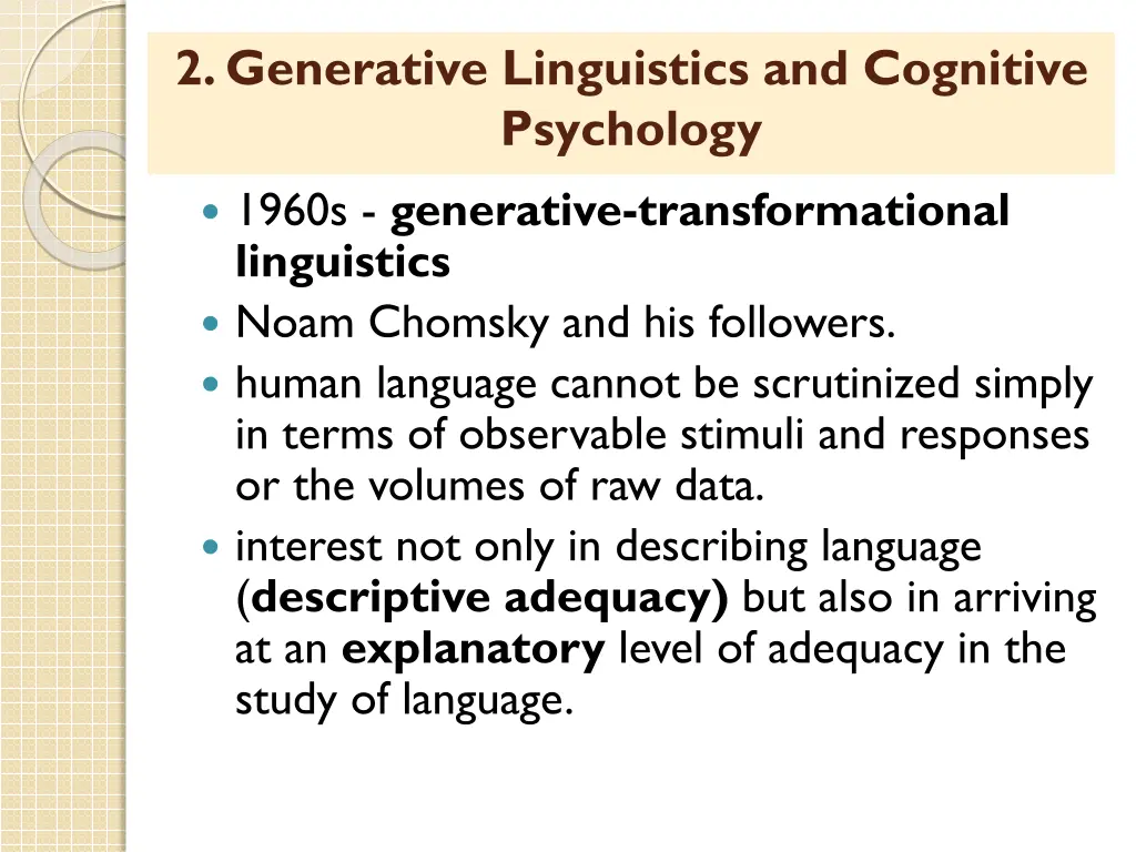 2 generative linguistics and cognitive psychology