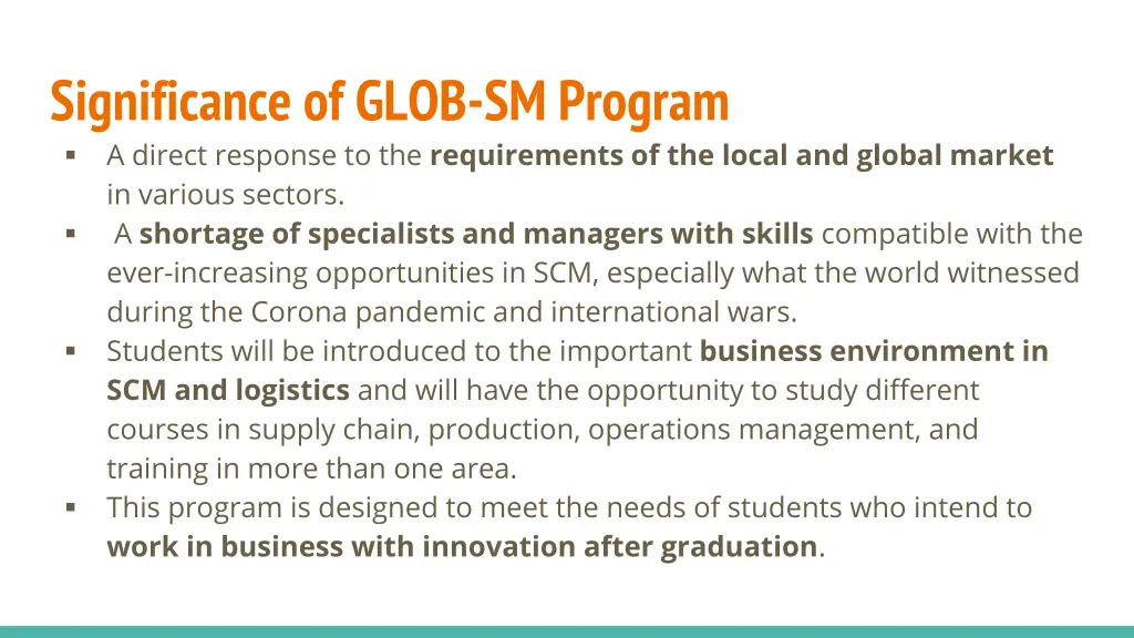 significance of glob sm program a direct response