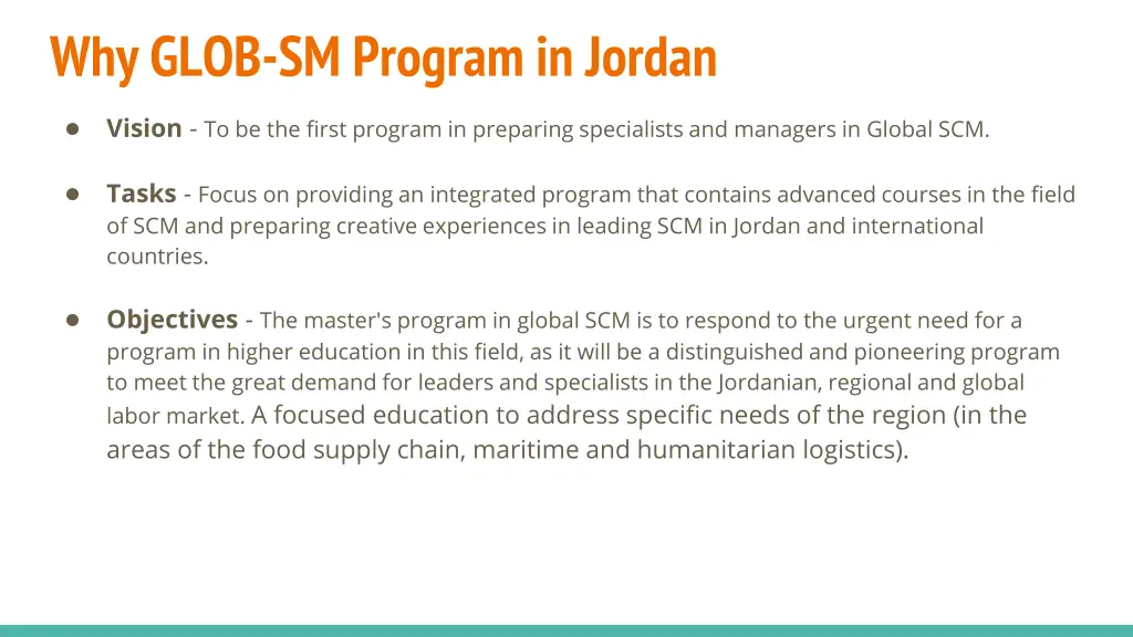 why glob sm program in jordan