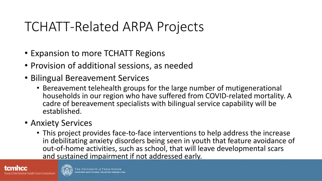 tchatt related arpa projects