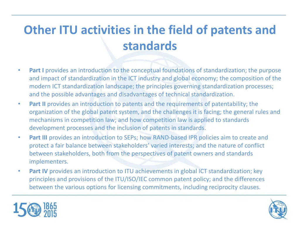other itu activities in the field of patents 2