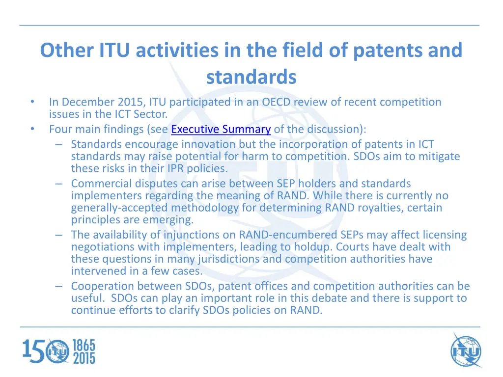 other itu activities in the field of patents 3