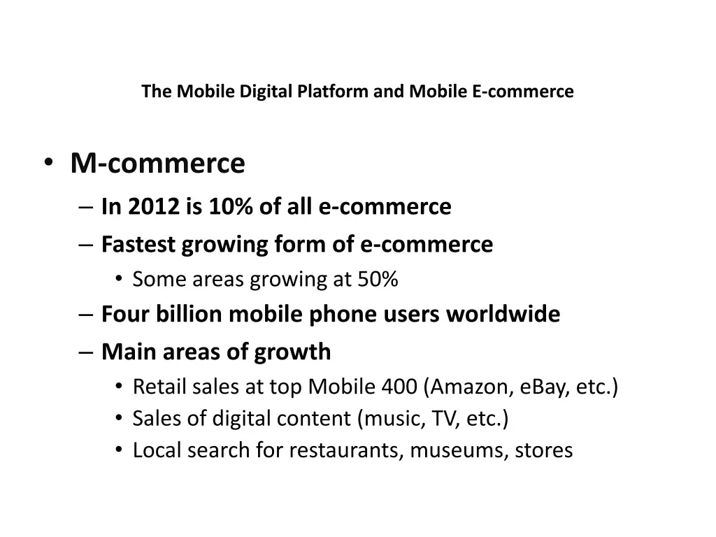 the mobile digital platform and mobile e commerce