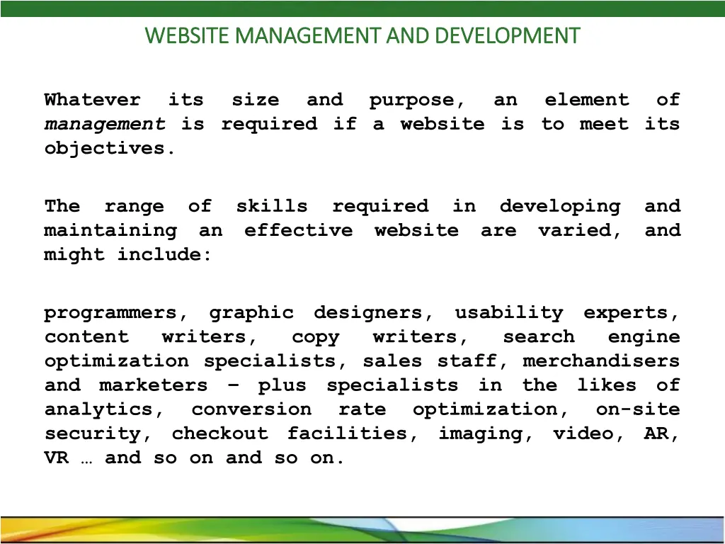 website management and development website