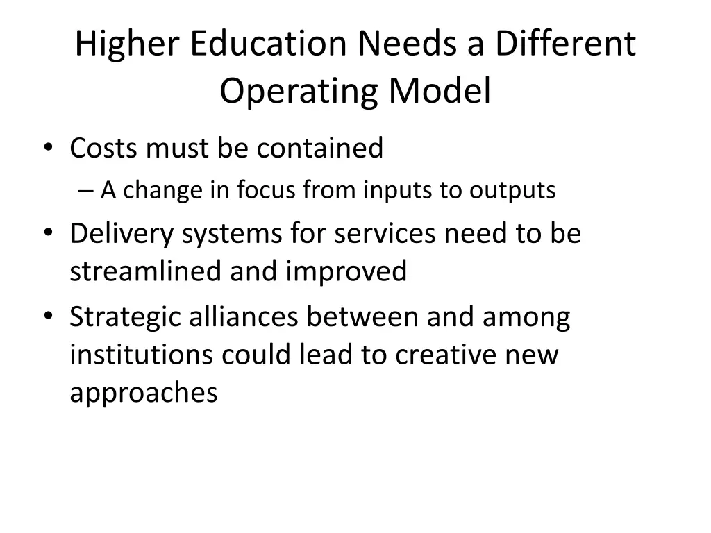 higher education needs a different operating model