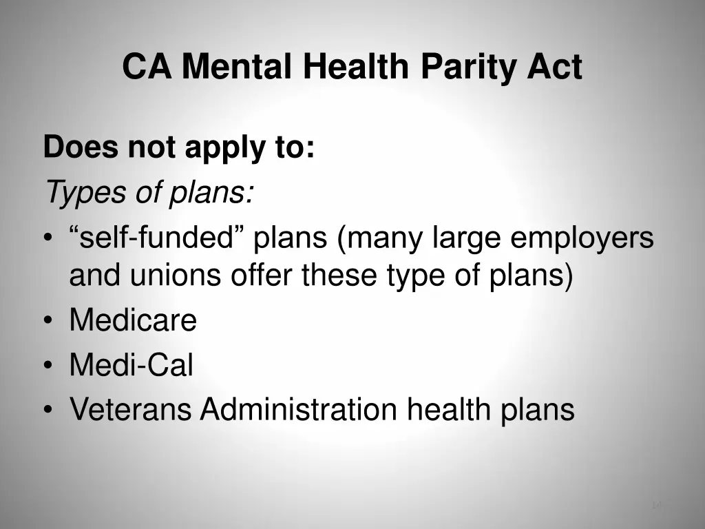 ca mental health parity act 1