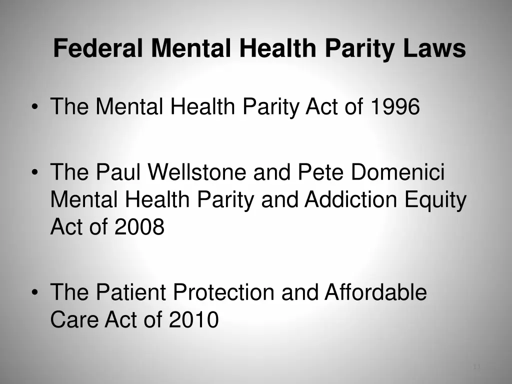 federal mental health parity laws