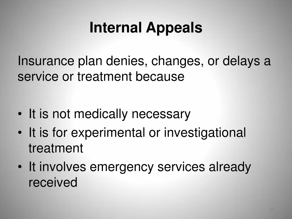 internal appeals