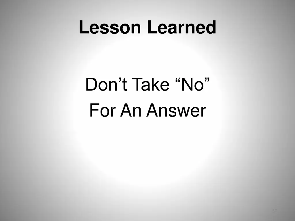 lesson learned