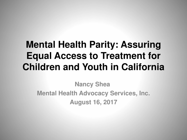 mental health parity assuring equal access