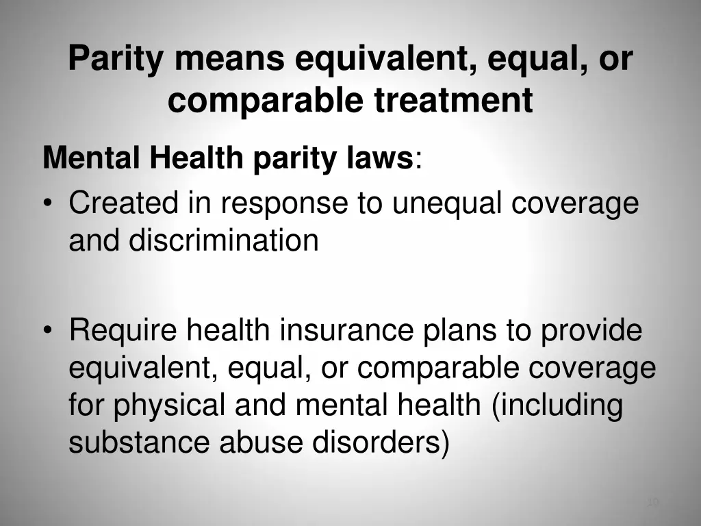 parity means equivalent equal or comparable
