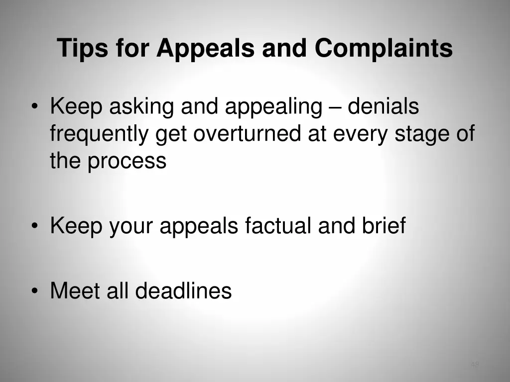 tips for appeals and complaints