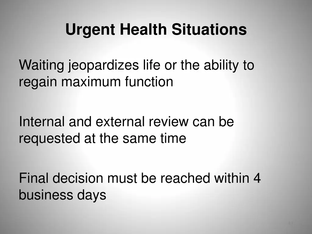 urgent health situations