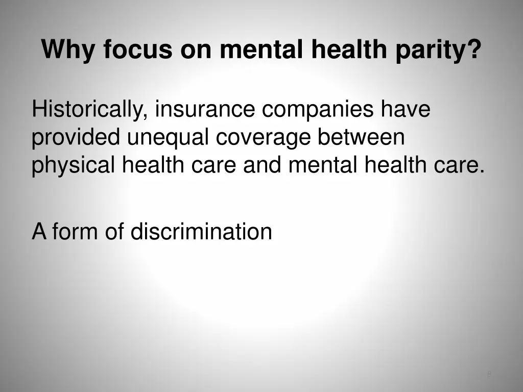 why focus on mental health parity
