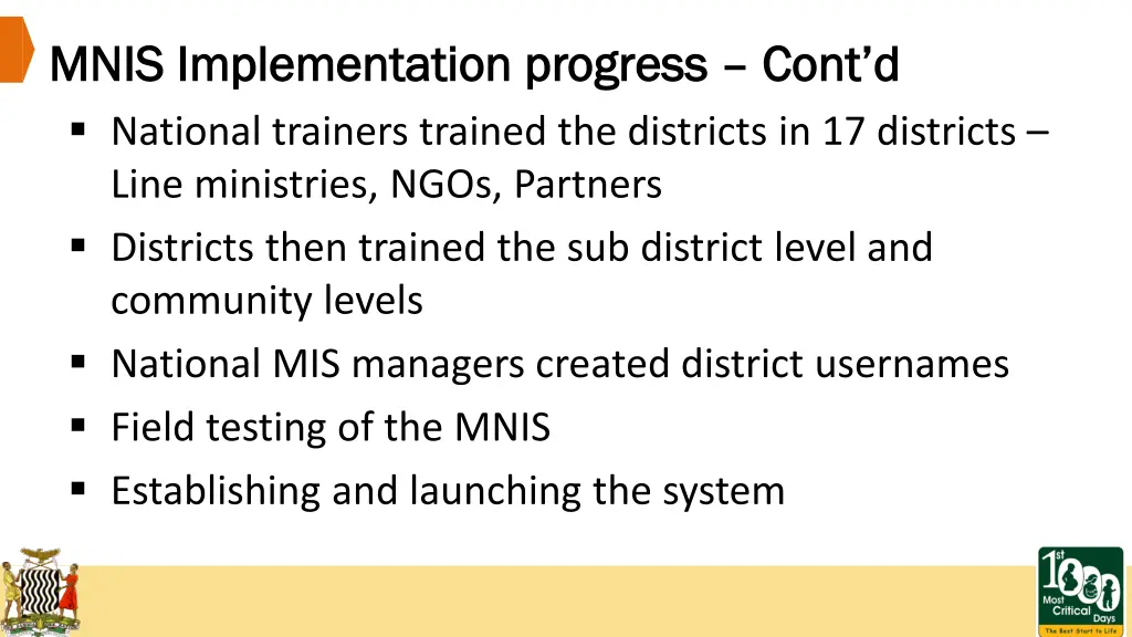 mnis implementation progress mnis implementation 1