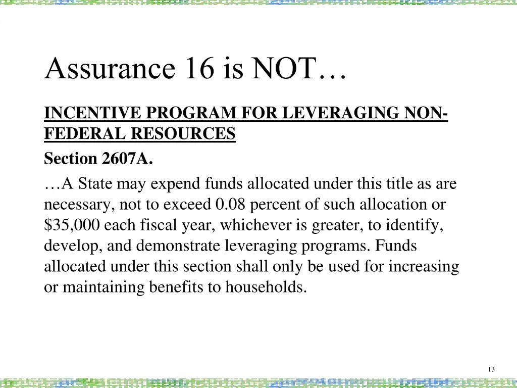 assurance 16 is not 1
