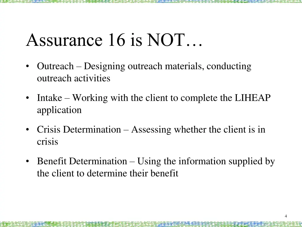 assurance 16 is not