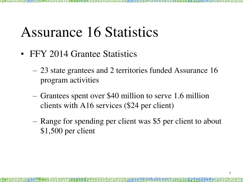 assurance 16 statistics