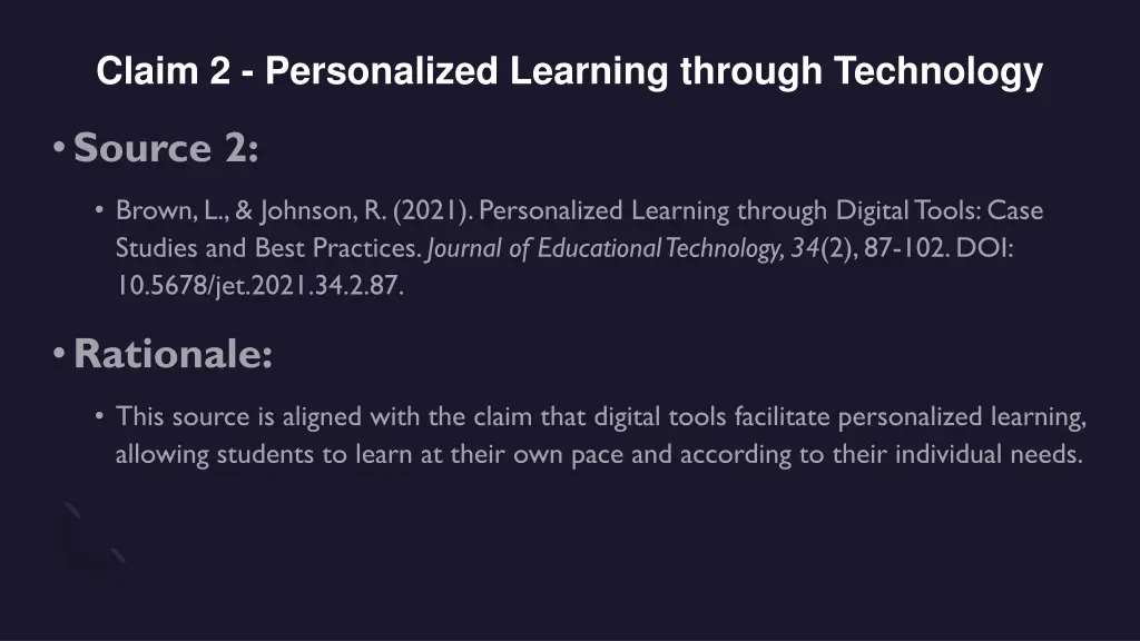 claim 2 personalized learning through technology