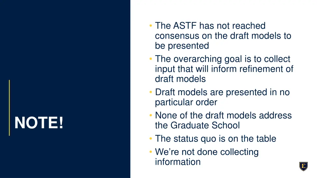 the astf has not reached consensus on the draft