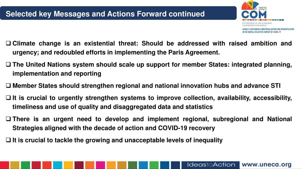 selected key messages and actions forward 1